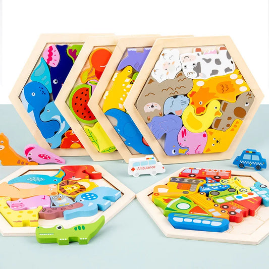 Baby toy Wooden jigsaw Puzzle Creative 3D Puzzle for Children's Intelligence Development Ealy Educational toy for Children