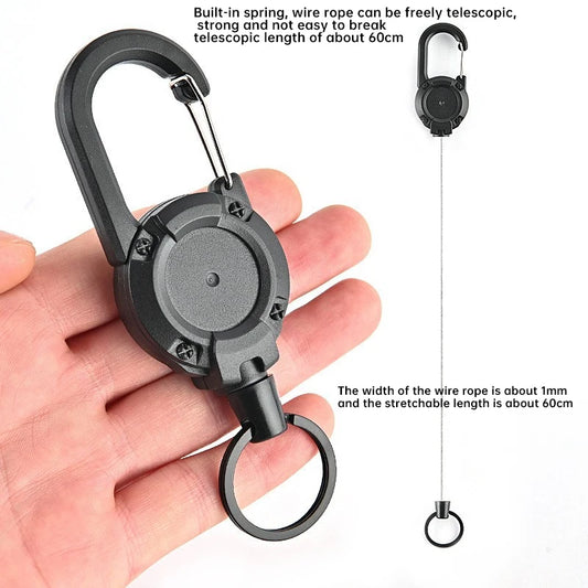 Retractable Rope Hook, Strong Wire Rope Buckle,backpack Key Chain,anti-loss Spring Key Ring,outdoor Portable Camping Accessories