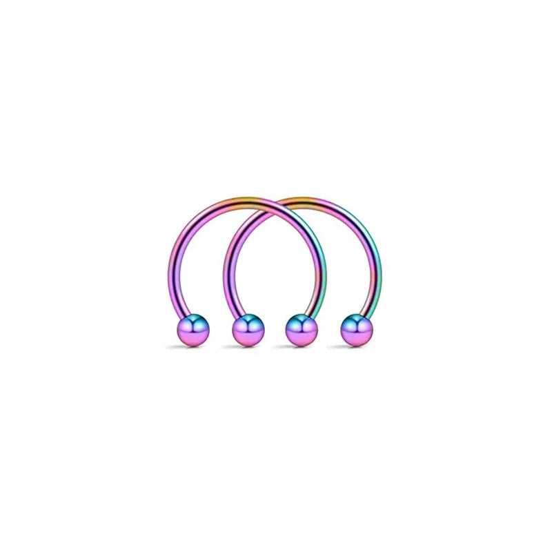 2Pcs Cone Spike Horseshoe Circular Septum Nose Ring, 316L Stainless Steel Nipple Hoops Rings Septum Eyebrow Ear Piercing Jewelry