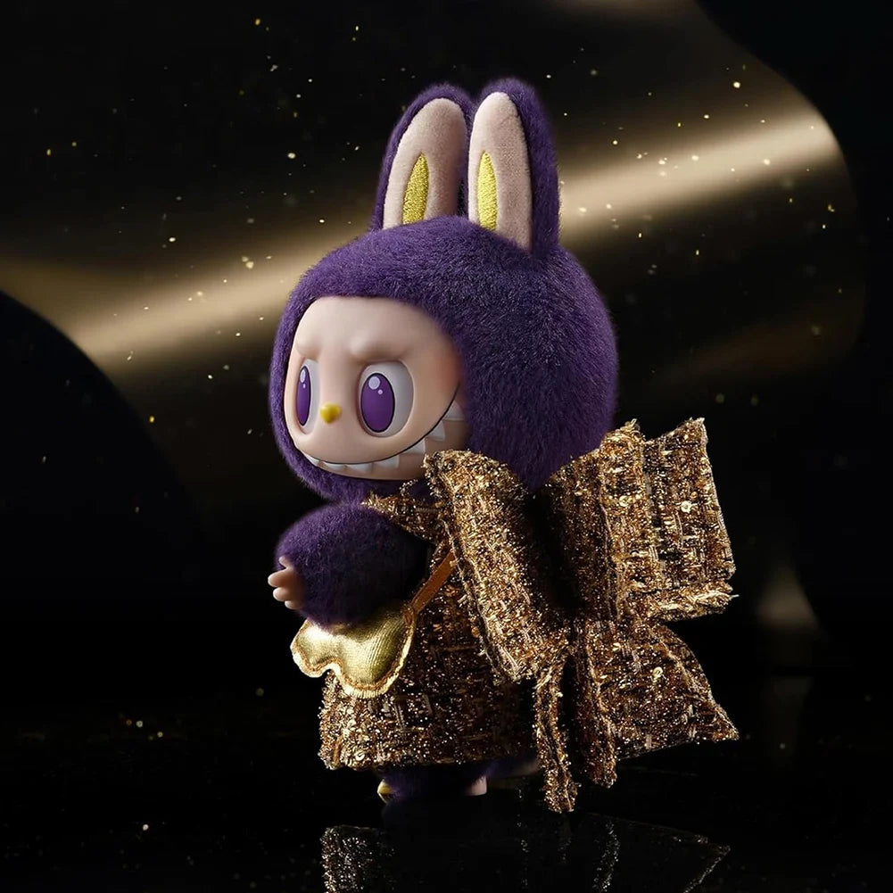 22cm Purple Labubu Plush Doll Toy Kawaii Backpack Pendant Anime Figurine Model Birthday Gift for Kids Children