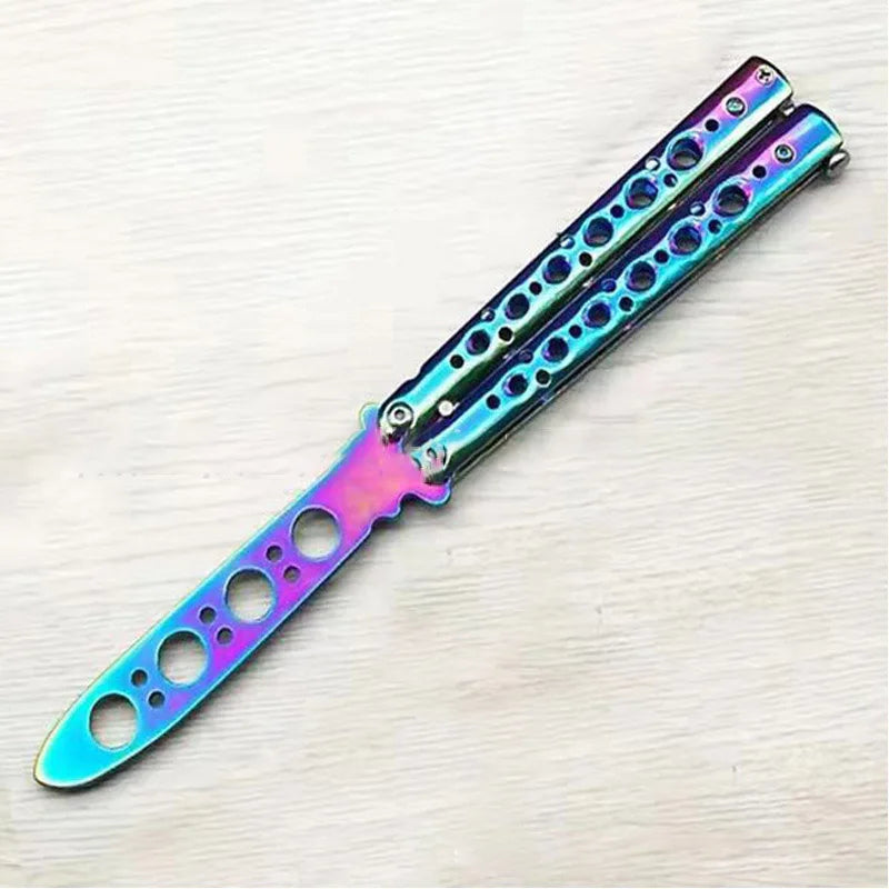 Portable Butterfly Training Knife Foldable CSGO Balisong Trainer Pocket Flail Knife Uncut Blade Butterfly Comb For Training Tool