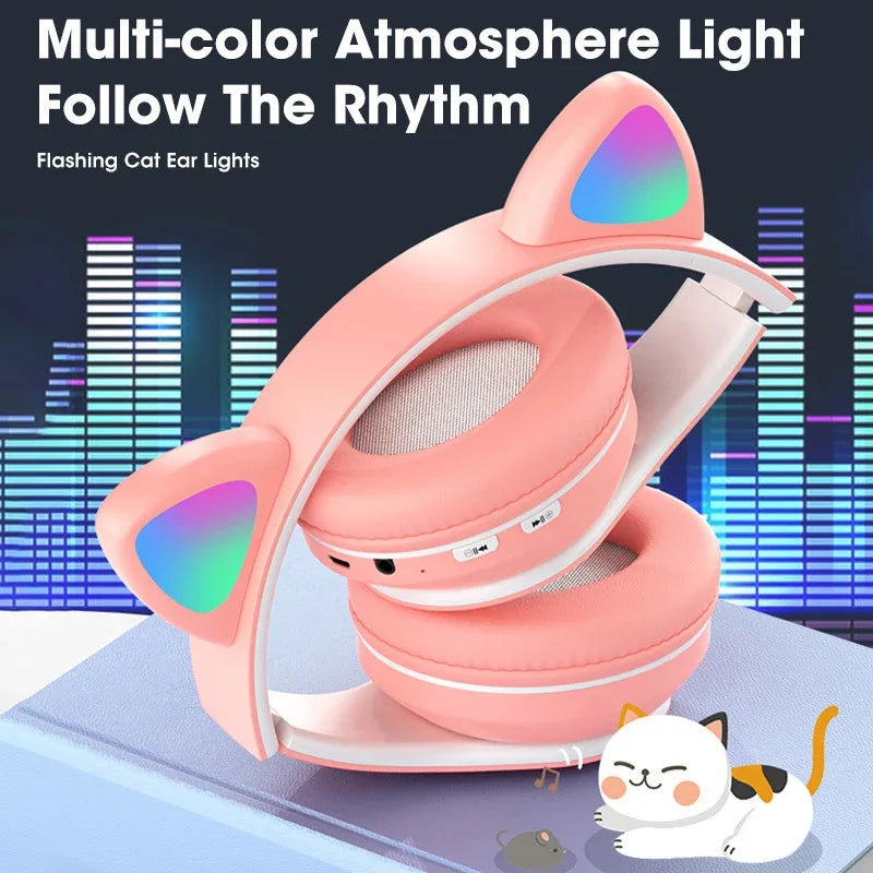 B39M Cat Ear Head mounted Bluetooth Earphones Color Folding High Sound Noise Reduction Leisure Sports Sleep Aid Earphones