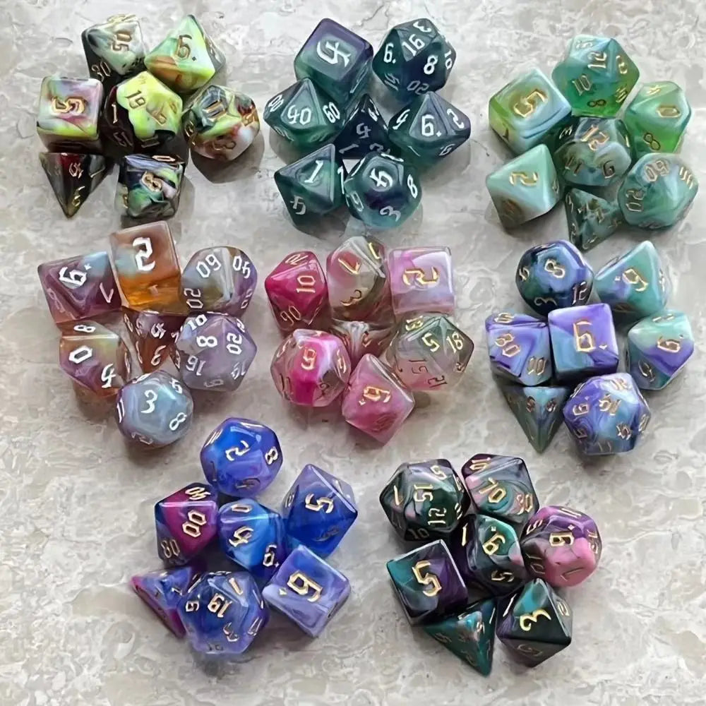 7pcs Polyhedral Dice Set  7-Dice Two-Tone Swirl-DND For DND D4 D6 D8 D10 D% D12 D20 Dice Games Family Party Board Games