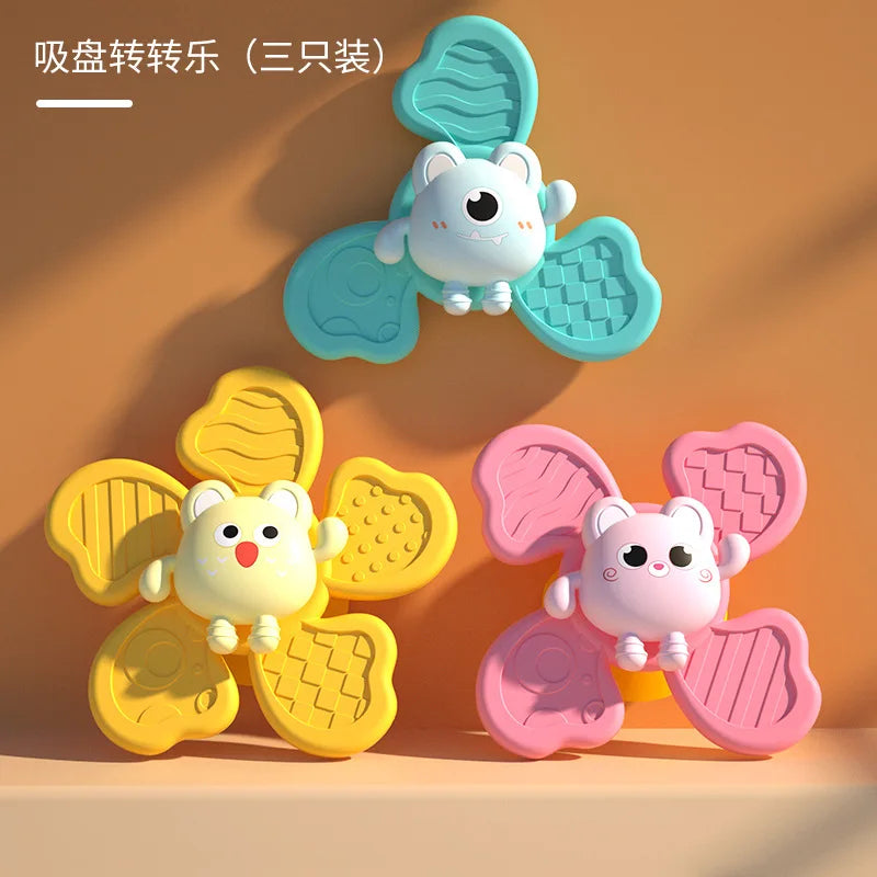 Baby Bath Toys Funny Bathing Sucker Spinner Suction Cup Cartoon Rattles Fidget Educational Toy Montessori Children Boy Girl Gift