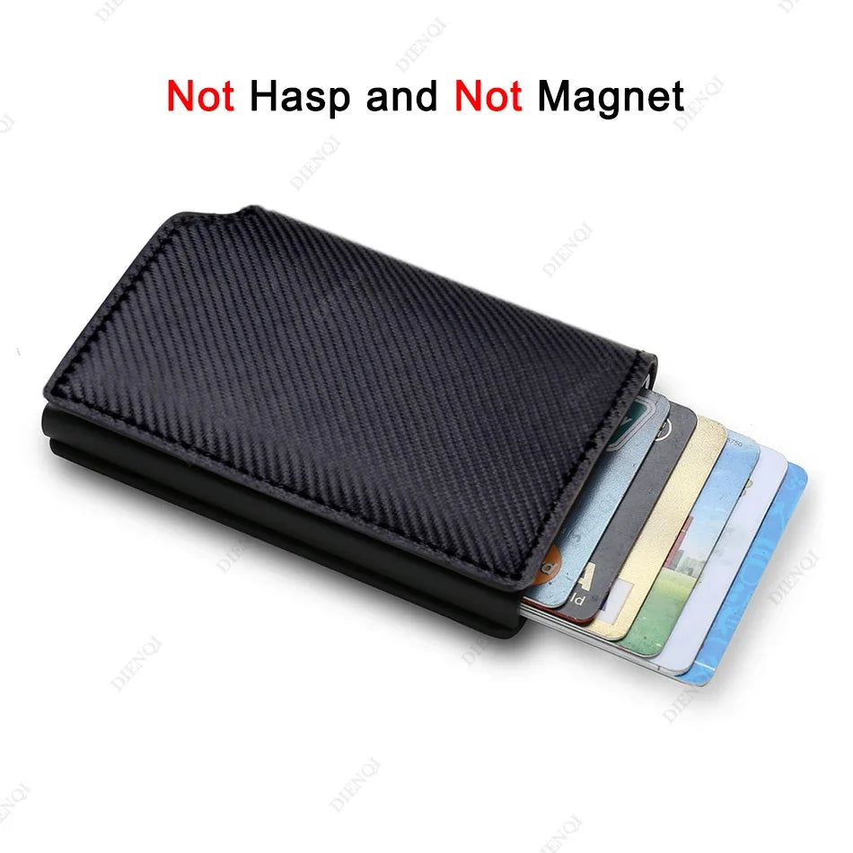 Rfid Aluminum Men Wallet Card Holders Purse Carbon Fiber Men Business Slim Thin Smart Wallet Credit Cardholder Case Note Holder