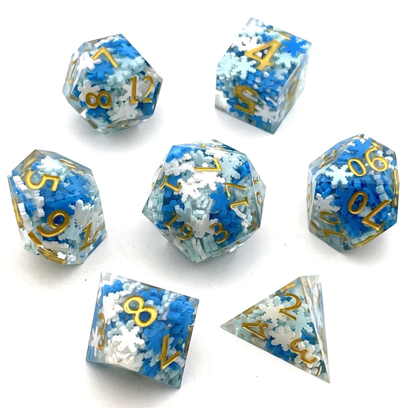 7PCS Sharp Resin Dices Set Multicolour Polyhedral Molds Multiplayers Digital Role Playing Board Table Game for Kids Adults