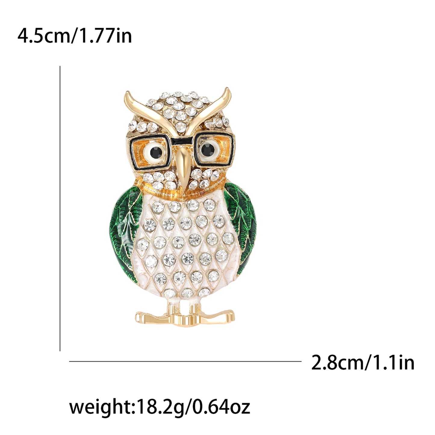 Rhinestone Cartoon Owl Brooch for Women Unisex Enamel Animal Pin Bird Lapel Pin Banquet Party Backpack Gifts Jewelry Accessories