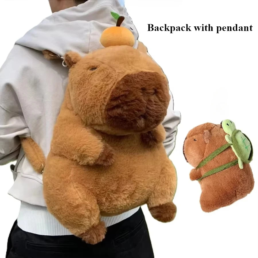 Capybara Plush Doll Capibara Backpack Kawaii Fashion Plushie Children's Schoolbag Fur Shoulder Bag Women Mini Knapsack Bags Gift