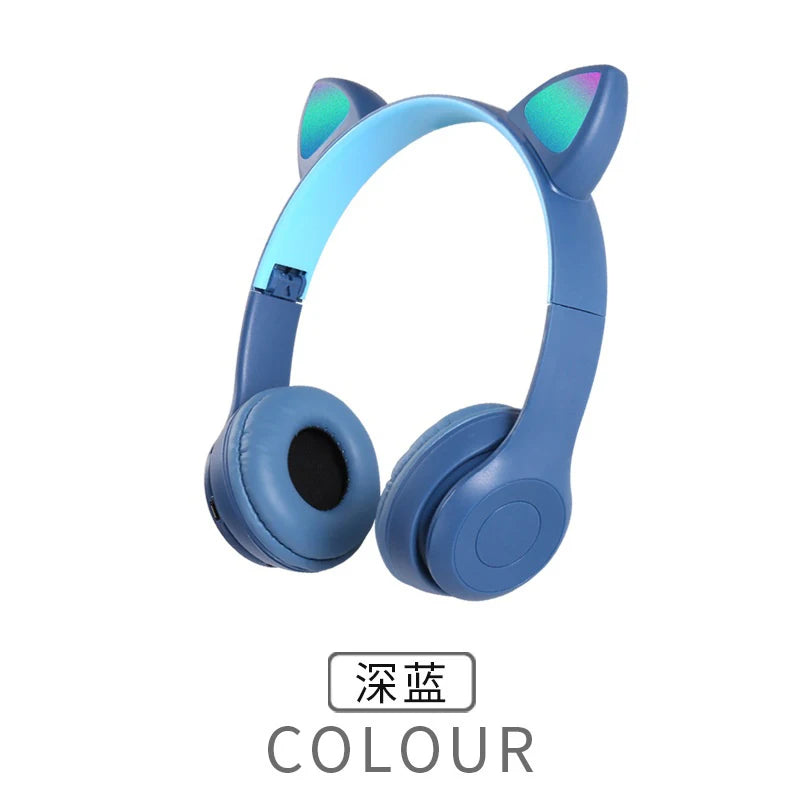 P47M Wireless Bluetooth Headset Gamer Cat LED Light Waterproof Noise Cancelling Earbuds Wireless Headphones Bluetooth Earphones