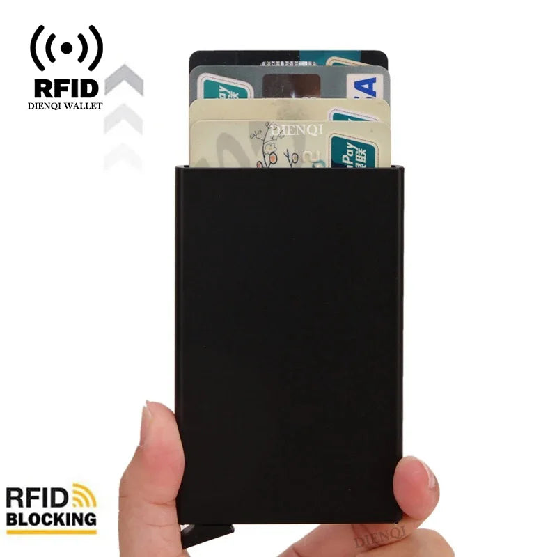 Rfid Credit Card Holder Metal Thin Slim Smart Wallet Men Women Wallets Pop Up Minimalist Small Black Purse Mini Walets for Men