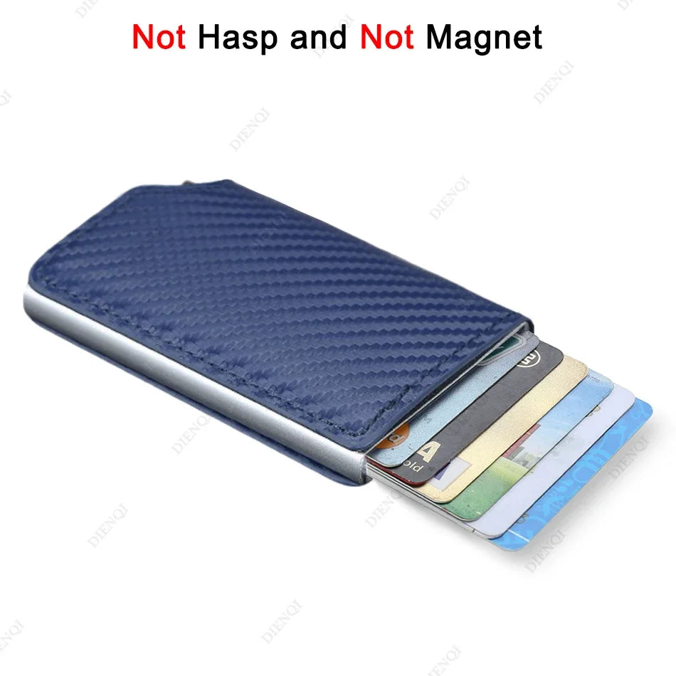 Rfid Aluminum Men Wallet Card Holders Purse Carbon Fiber Men Business Slim Thin Smart Wallet Credit Cardholder Case Note Holder