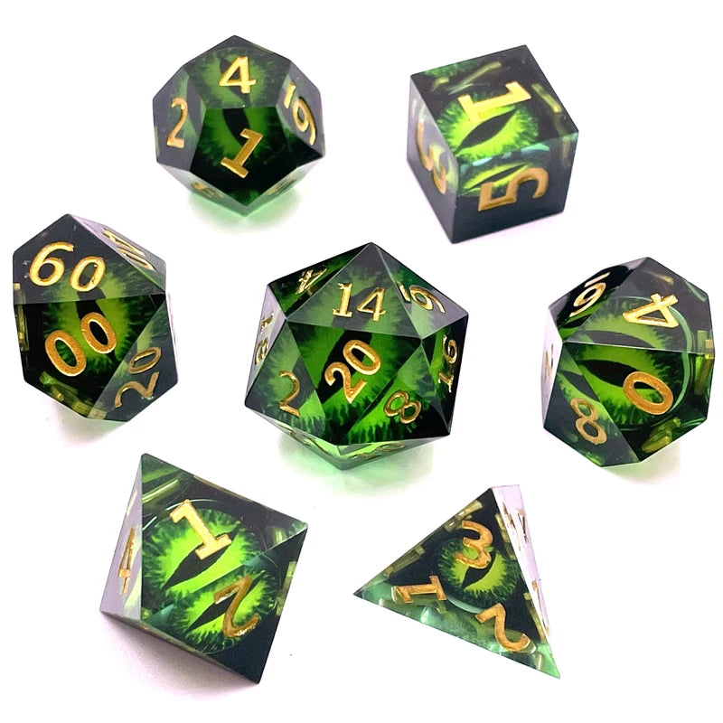 7PCS Sharp Resin Dices Set Multicolour Polyhedral Molds Multiplayers Digital Role Playing Board Table Game for Kids Adults